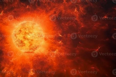 Abstract fancy red orange fire, sun light planet surface, grunge texture, fantasy galaxy ...