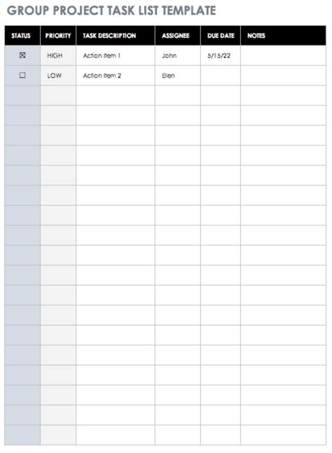 Task List Template | Free Manual Templates