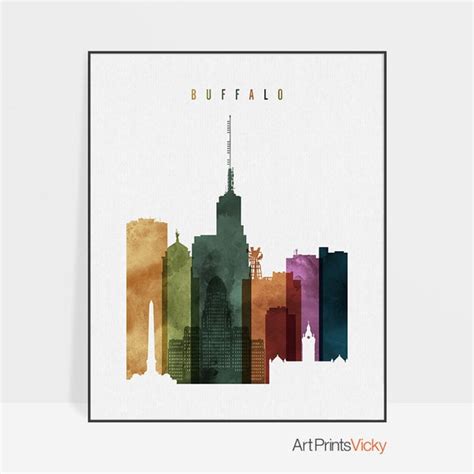 Buffalo skyline poster Buffalo wall art print ArtPrintsVicky | Etsy