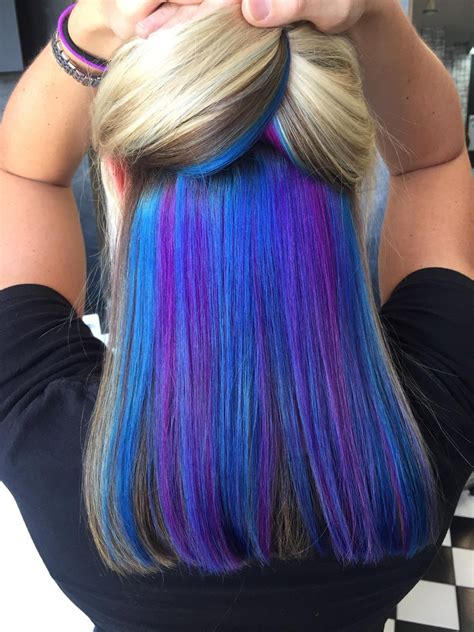 Peekaboo blue purple | Peekaboo hair colors, Hidden hair color ...