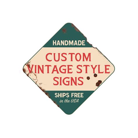 Custom Vintage Metal Sign 12 Diamond Shape Any Text - Etsy