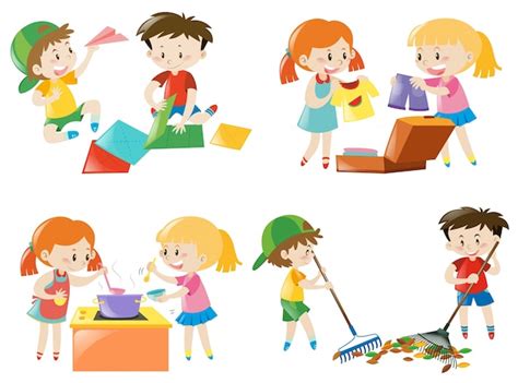 Free Vector | Children doing different activities