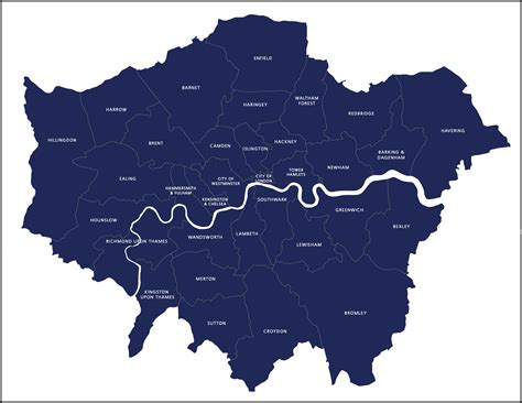 Map of London boroughs - royalty free editable vector map - Maproom