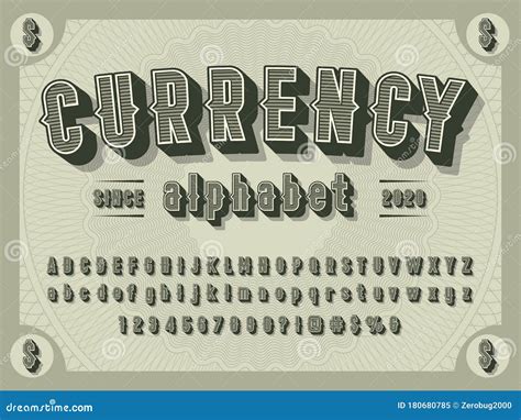 Money font stock vector. Illustration of currency, typeset - 180680785