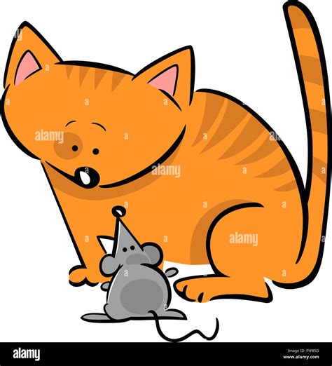 cartoon doodle of cat and mouse Stock Photo - Alamy