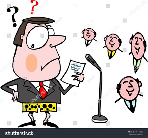 Vector Cartoon Embarrassed Speaker Before Audience Stock Vector ...