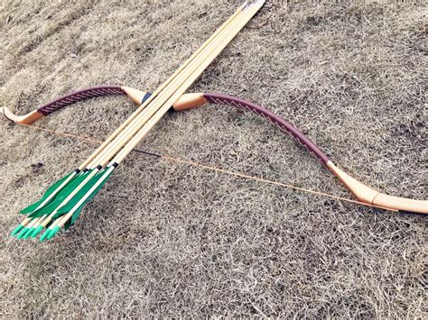 Traditional Handmade Recurve Bow Longbow 20lb 60lb+6 green wooden arrows For Archery Shooting ...