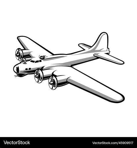 B17 bomber plane flying fortress silhouette Vector Image