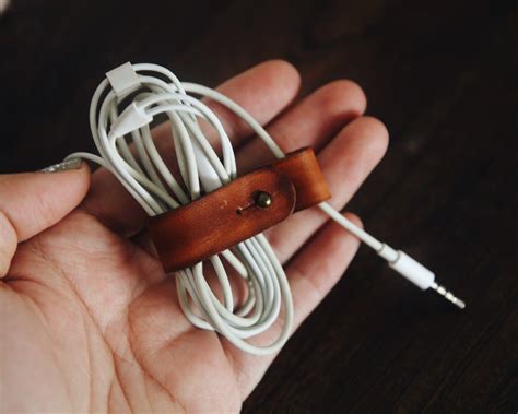 Leather Cord Organizer iphone Cord Holder Cable Holder