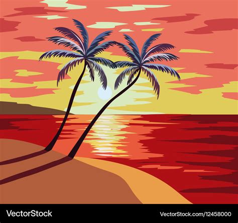 Sunset beach Royalty Free Vector Image - VectorStock