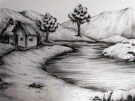 How To Draw Scenery Of Moonlight Night By Pencil Sketch | Sketch Drawing Idea