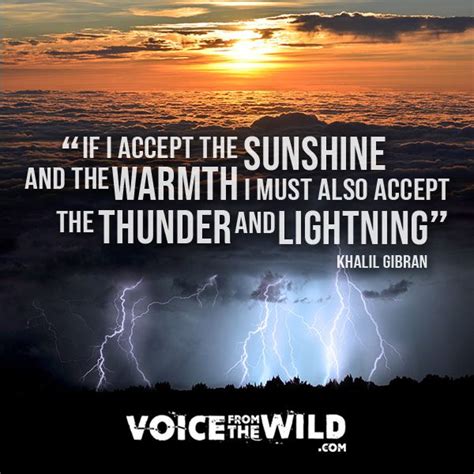 “If I accept the sunshine and warmth, then I must also accept the thunder and lightning ...