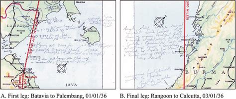 3 KLM route map with annotations made by Professor Engledow during his... | Download Scientific ...