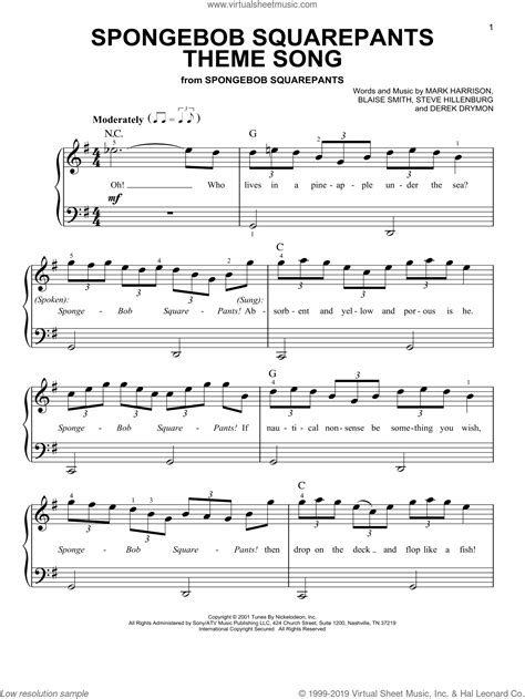 Harrison - SpongeBob SquarePants Theme Song sheet music for piano solo