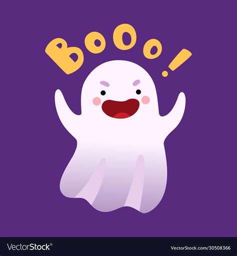 White ghost saying boo cute halloween Royalty Free Vector