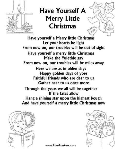 Bible Printables - Christmas Songs and Christmas Carol Lyrics - HAVE YOURSELF A MERRY LITTLE ...