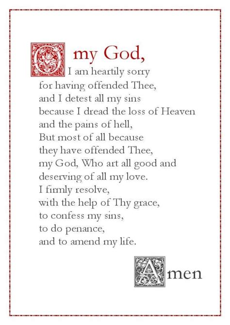 Act of Contrition english Catholic Prayer Card / Printable A4 Wall Art / Christian Decor - Etsy