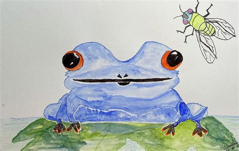 Frog on Lily Pad Drawing by Dauphin Miller