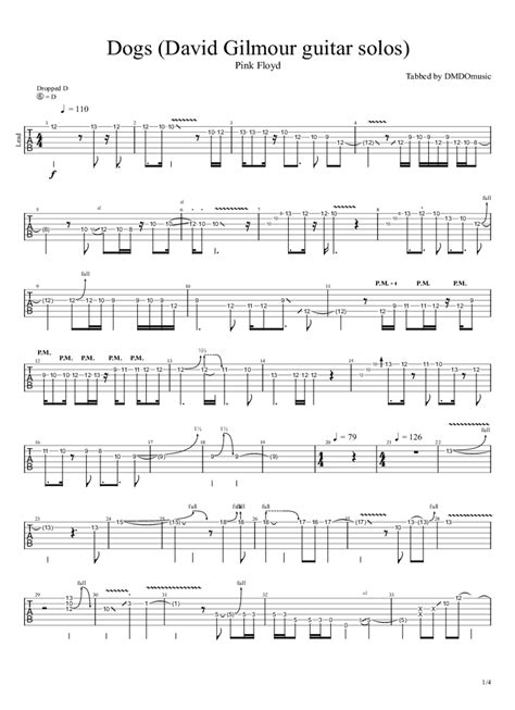 Dogs - Pink Floyd David Gilmour guitar solos Tab - Sean Briskey