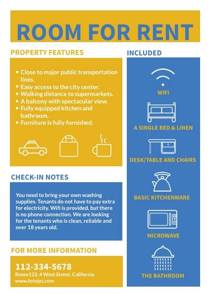 Room for Rent Real Estate Flyer Template Template | FotoJet