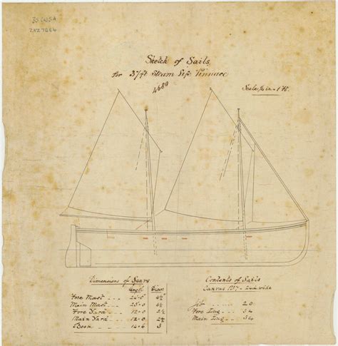 Sail plan for a 37ft Steam Pinnace