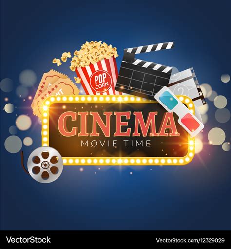 Cinema movie poster design template popcorn Vector Image