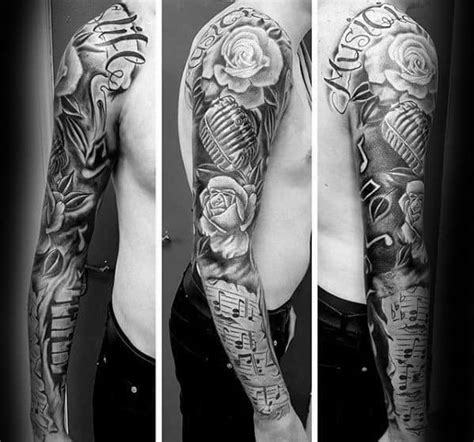 50 Music Staff Tattoo Designs For Men - Musical Pitch Ink Ideas