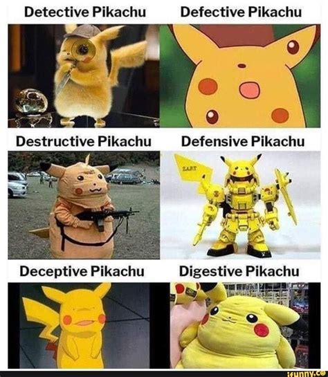 Detective Pikachu Defective Pikachu - ) | Pikachu memes, Pokemon memes, Pokemon funny