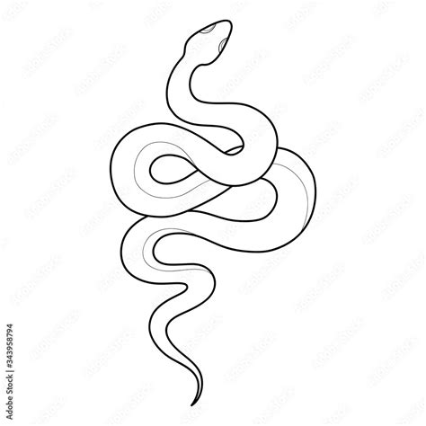 Hand drawing outline snake. Tattoo snake for Henna drawing and tattoo template. Vector ...