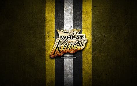 Download wallpapers Brandon Wheat Kings, golden logo, WHL, yellow metal background, canadian ...