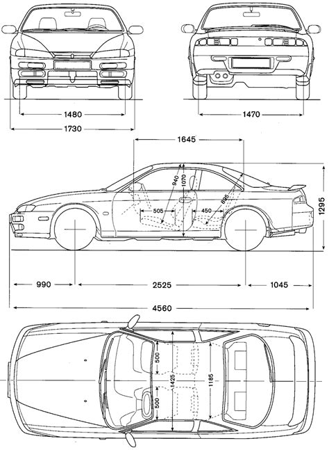 Nissan 240SX S14 Blueprint - Download free blueprint for 3D modeling