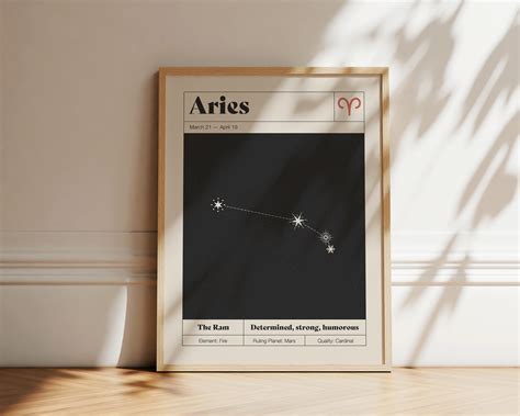 Aries Star Constellation Art Print Zodiac Constellation Wall Art Neutral Decor Astrology Poster ...