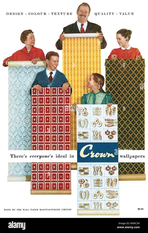 1956 British advertisement for Crown Wallpapers Stock Photo - Alamy