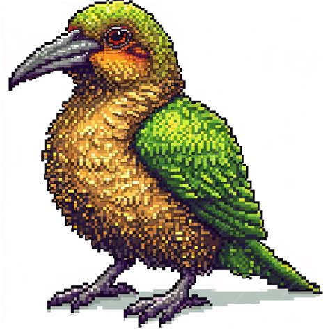 Premium Photo | A pixel cute baby kakapo illustration