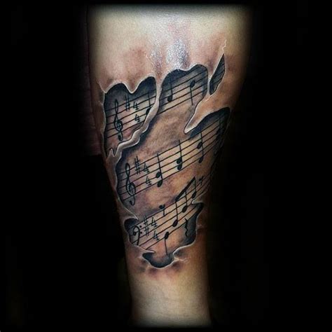 50 Music Staff Tattoo Designs For Men - Musical Pitch Ink Ideas