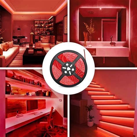 Buy 32.8ft Red LED Strip Lights, Waterproof IP65 Led Strip SMD2835 Dimmable 600LEDs 12V Red LED ...