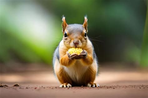 Premium Photo | A squirrel is eating corn