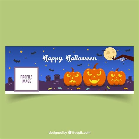 Free Vector | Halloween facebook cover with pumpkins