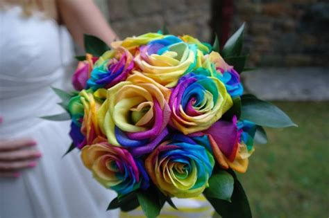 Rainbow rose bouquet | Rainbow wedding decorations, Rainbow wedding ...