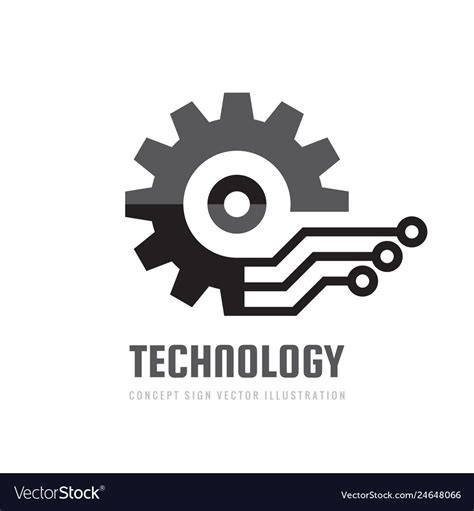 Digital tech - vector business logo template concept illustration. Gear ...