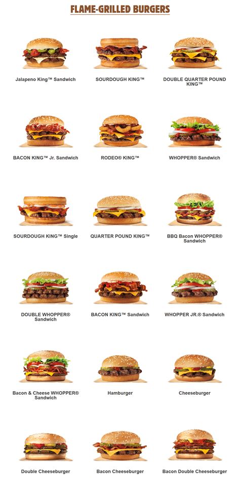 burger king menu