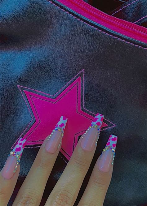 pink cow print nails 🐄💗 | Unghie