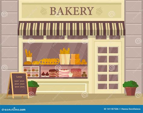 Bakehouse Building or Bakery Store, Shop Exterior Stock Vector - Illustration of building, house ...