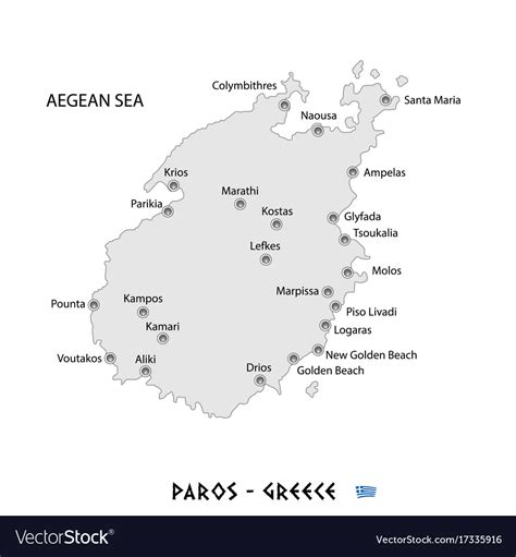 Island of paros in greece white map Royalty Free Vector