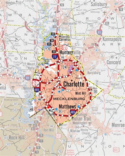 Mecklenburg County Nc Map | Cities And Towns Map