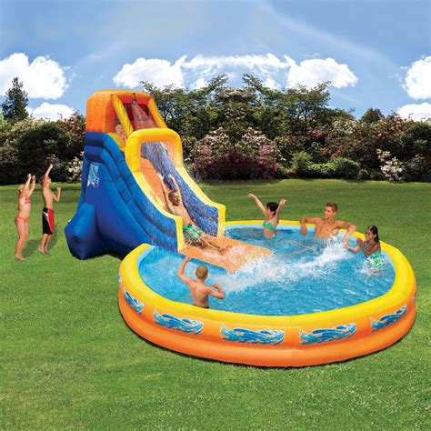 Backyard Water Slide Inflatable : MagicTimeInternational Triple River Waterpark Inflatable ...