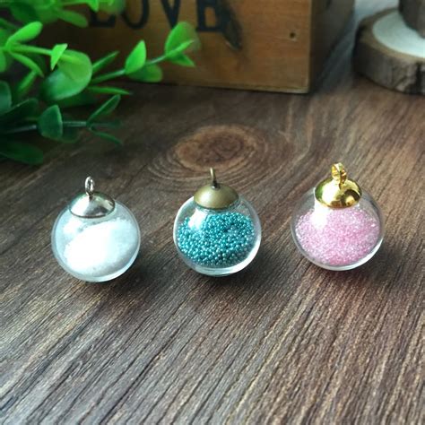 30 sets brass bronze 20mm 6mm open clear globe glass bottle pendant charm jewelry findings Glass ...