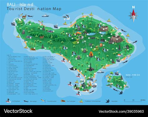 Bali Map And Travel Destination Attractions Map Bali Map Map Of Bali - Riset