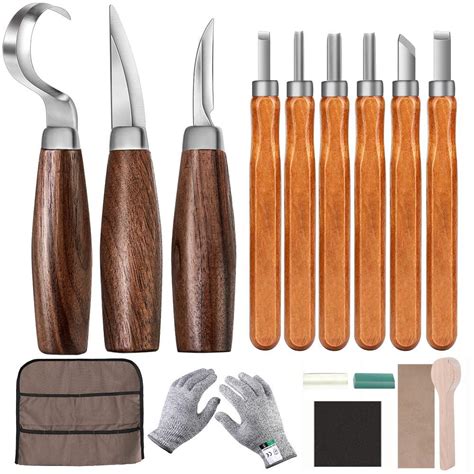 Trafagala Wood Carving Tools Set, Wood Carving Hand Tools Kit with Hook Carving Knife Whittling ...