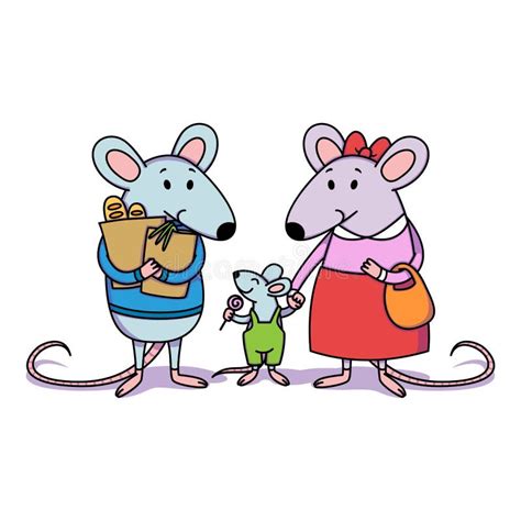 Rat Family. Cartoon Animal Character Vector Illustration Isolated White ...